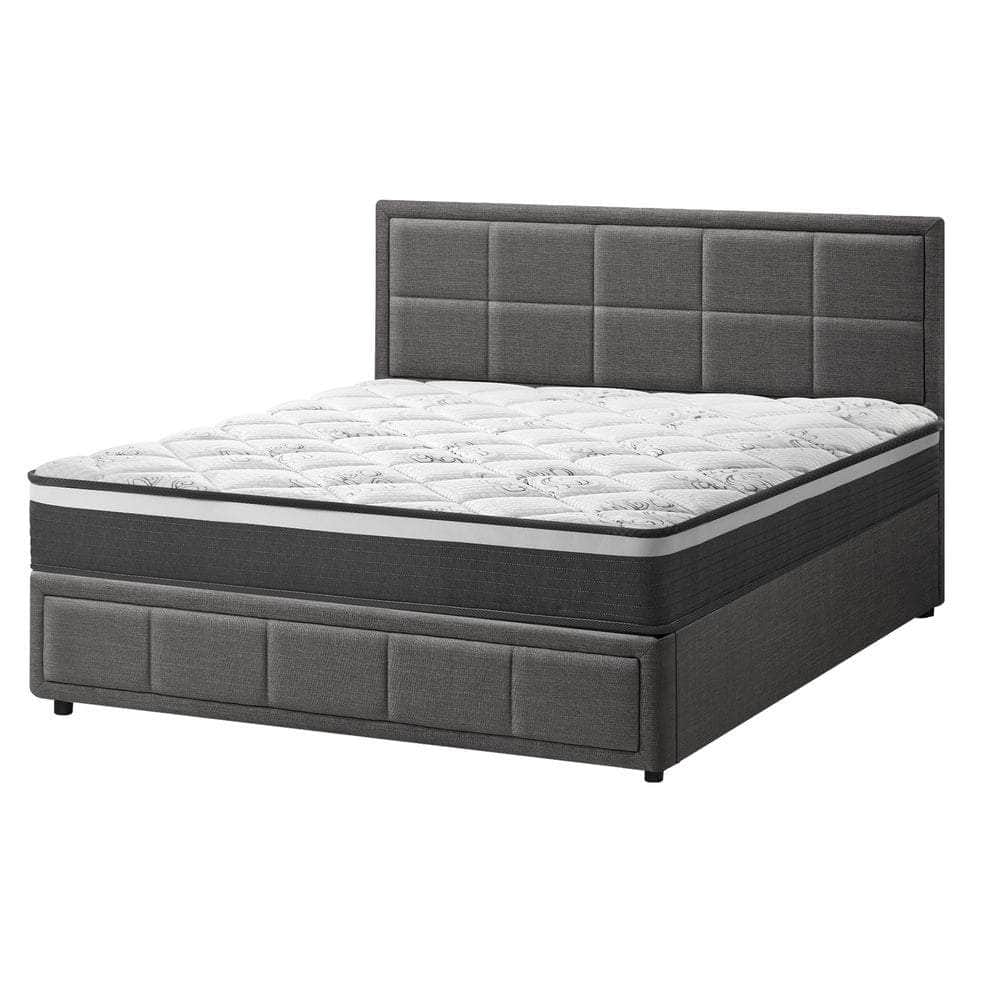 Bed Frame With Mattress Set Double Queen & King Size Gas Lift Grey BOSS