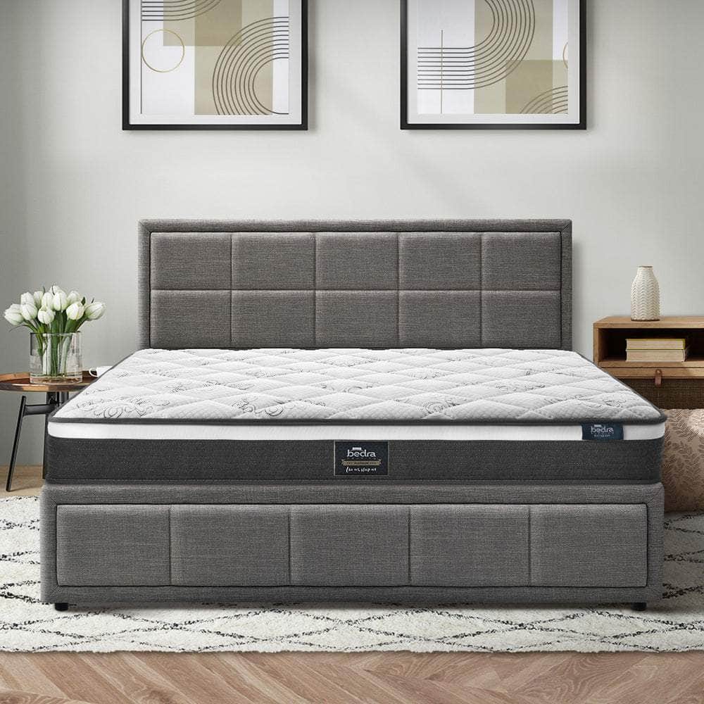 Bed Frame With Mattress Set Double Queen & King Size Gas Lift Grey BOSS