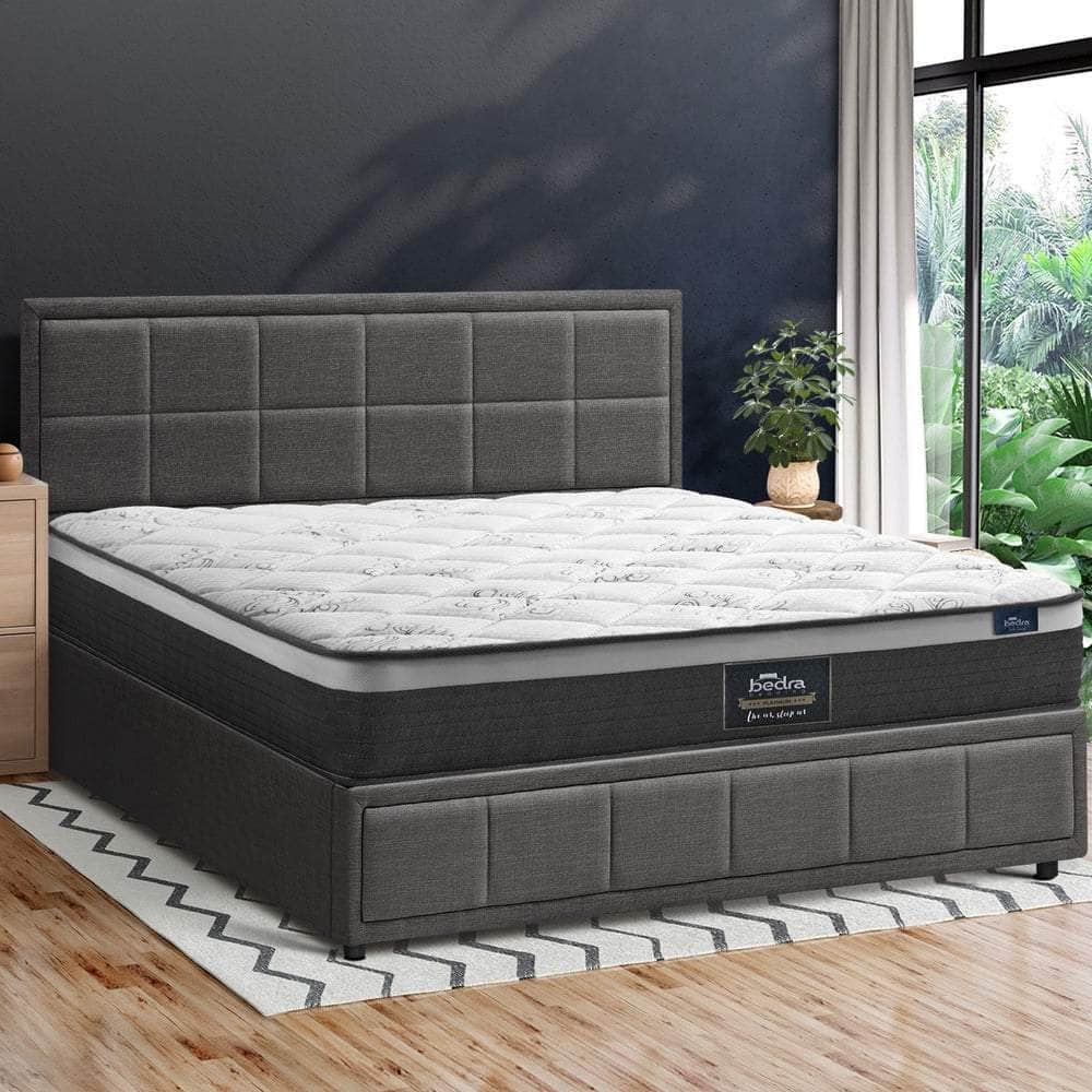 Bed Frame With Mattress Set Double Queen & King Size Gas Lift Grey BOSS