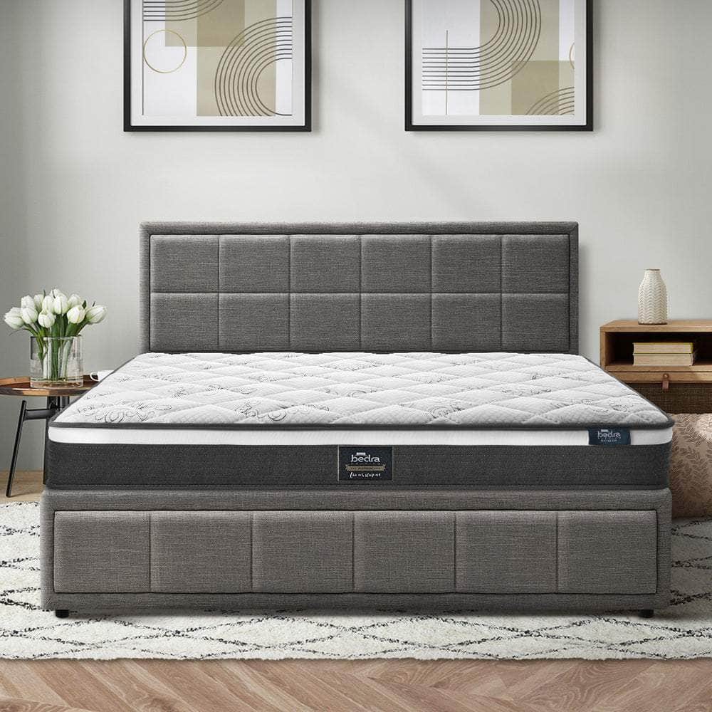Bed Frame With Mattress Set Double Queen & King Size Gas Lift Grey BOSS