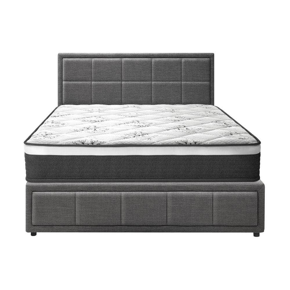Bed Frame With Mattress Set Double Queen & King Size Gas Lift Grey BOSS