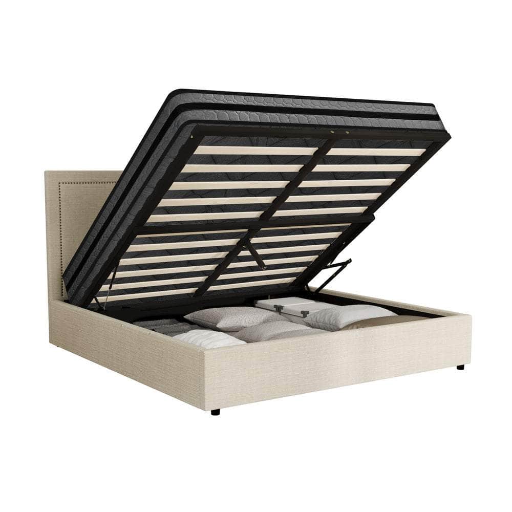 Bed Frame With Mattress Set Double & Queen Size Gas Lift Storage ADI