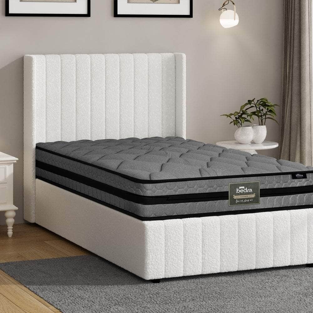 Bed Frame with Mattress Set King Single Gas Lift Boucle BILY