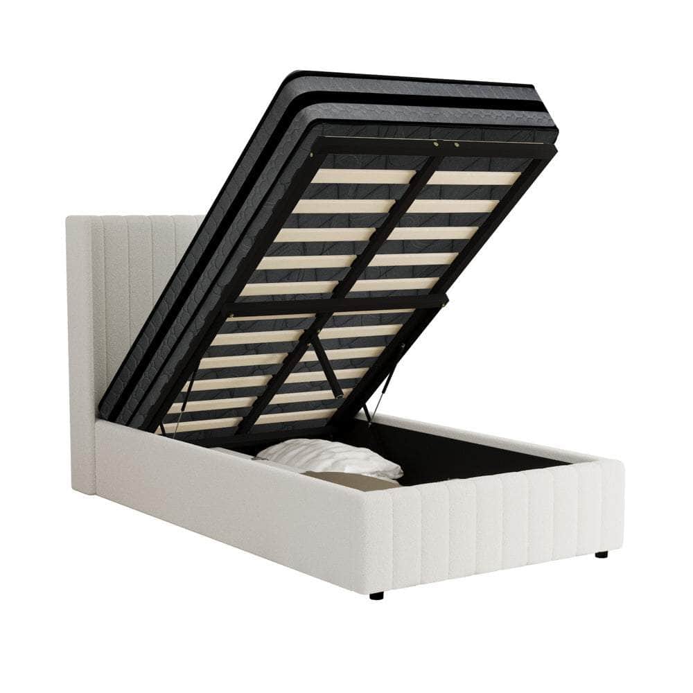 Bed Frame with Mattress Set King Single Gas Lift Boucle BILY