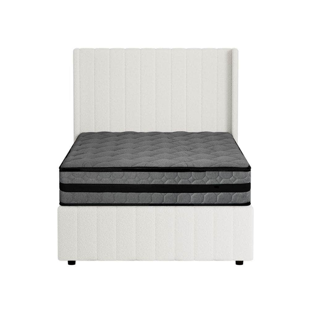 Bed Frame with Mattress Set King Single Gas Lift Boucle BILY