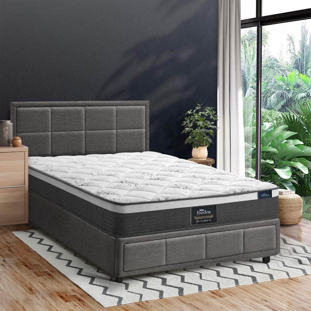 Bed Frame With Mattress Set King Single Gas Lift Grey BOSS