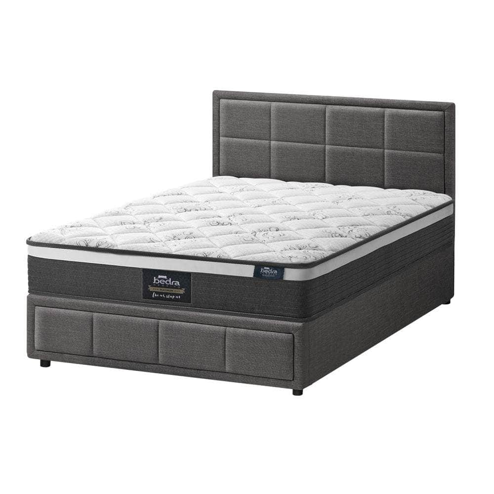 Bed Frame With Mattress Set King Single Gas Lift Grey BOSS