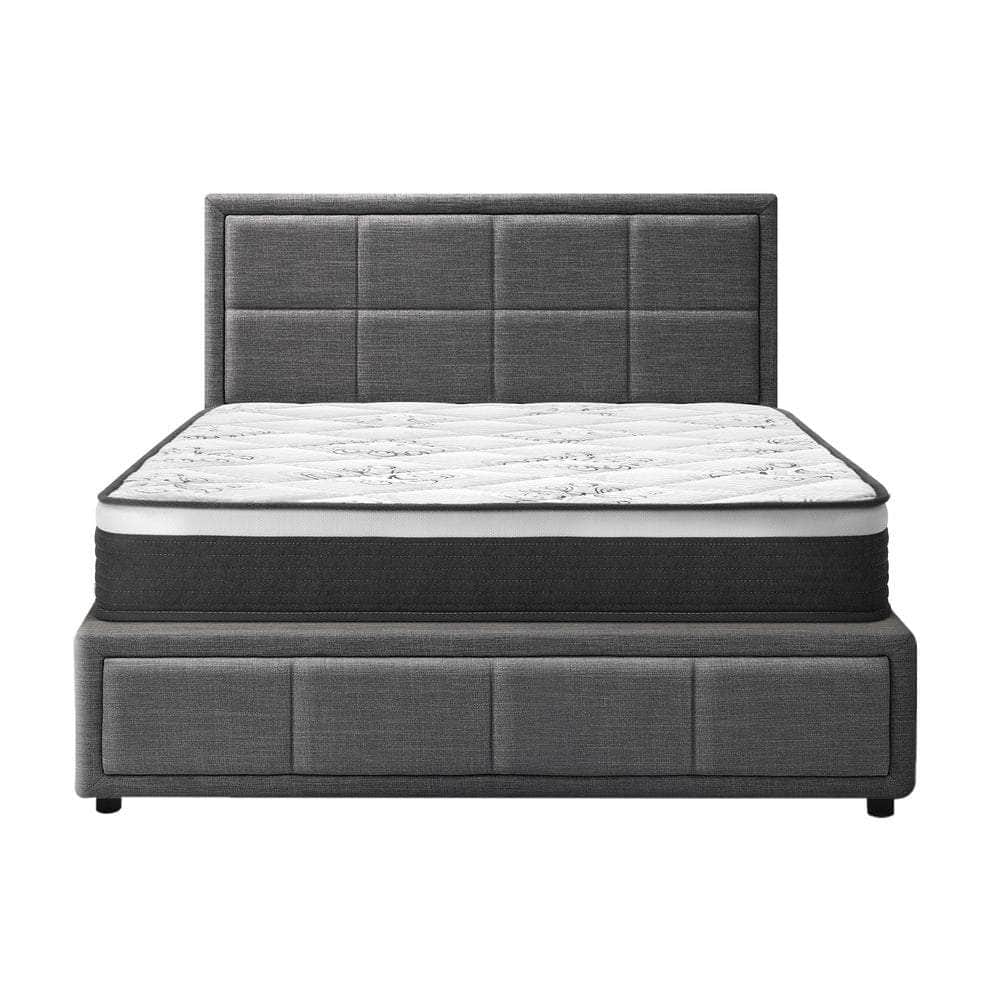 Bed Frame With Mattress Set King Single Gas Lift Grey BOSS