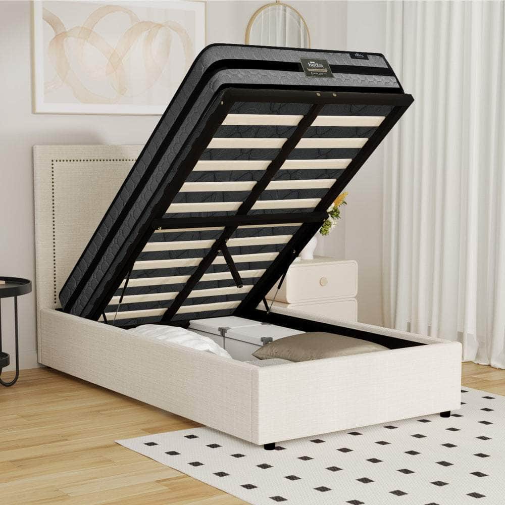 Bed Frame With Mattress Set King Single Gas Lift Storage ADI