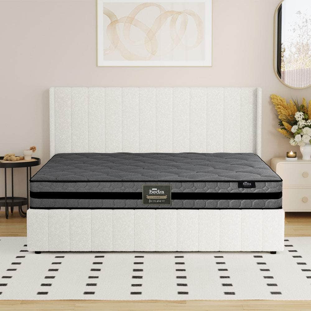 Bed Frame with Mattress Set King Single &King Size Gas Lift Boucle BILY