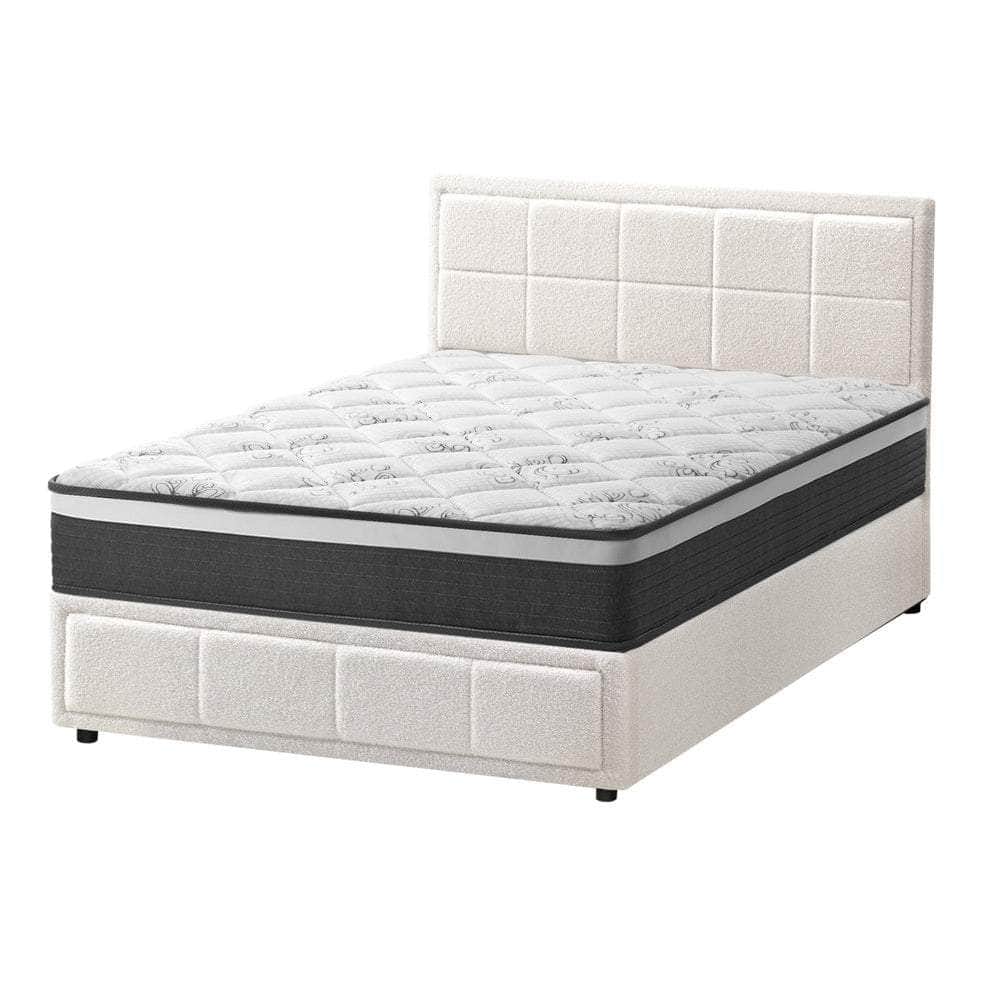 Bed Frame with Mattress Set King Single &King Size Gas Lift Boucle BILY
