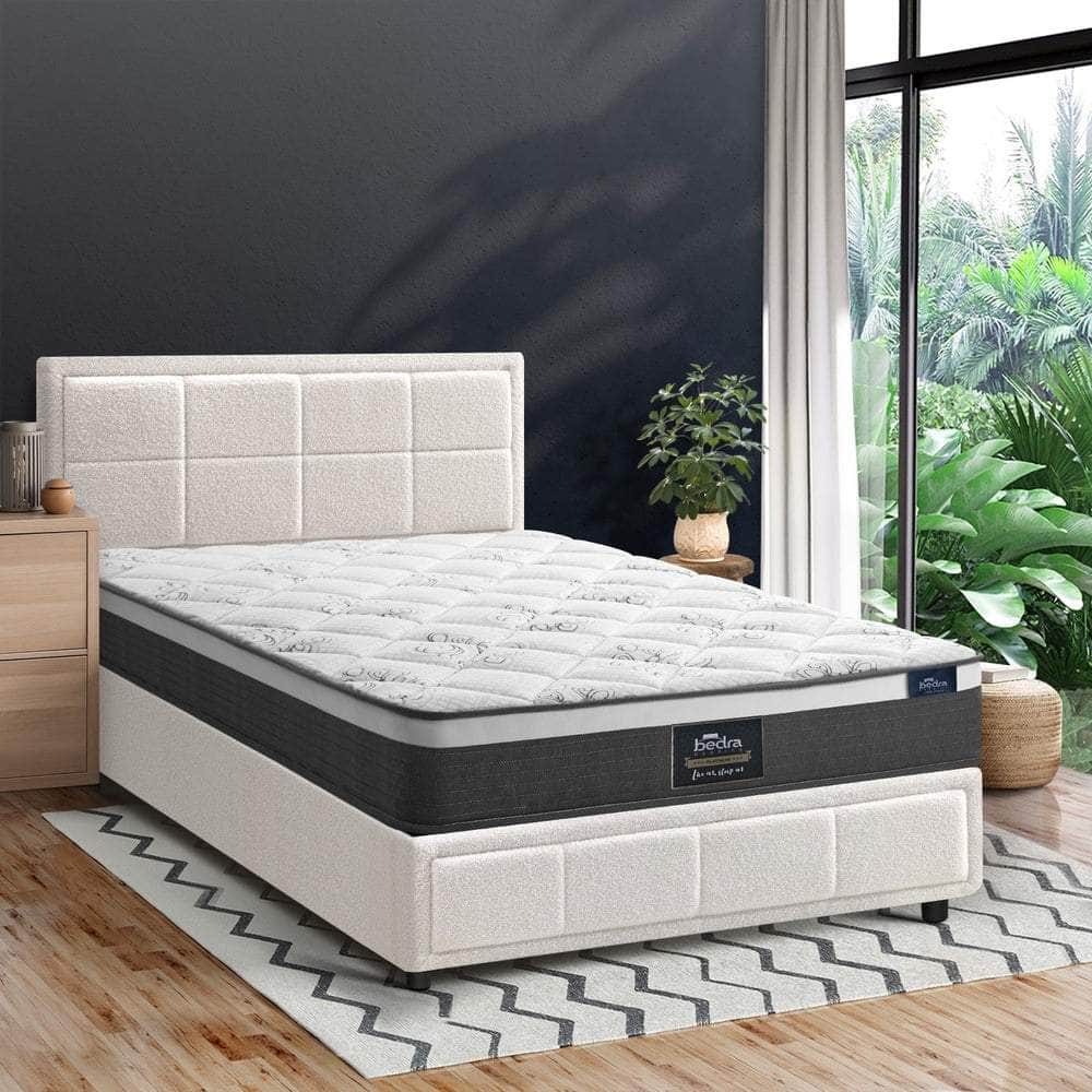 Bed Frame with Mattress Set King Single &King Size Gas Lift Boucle BILY
