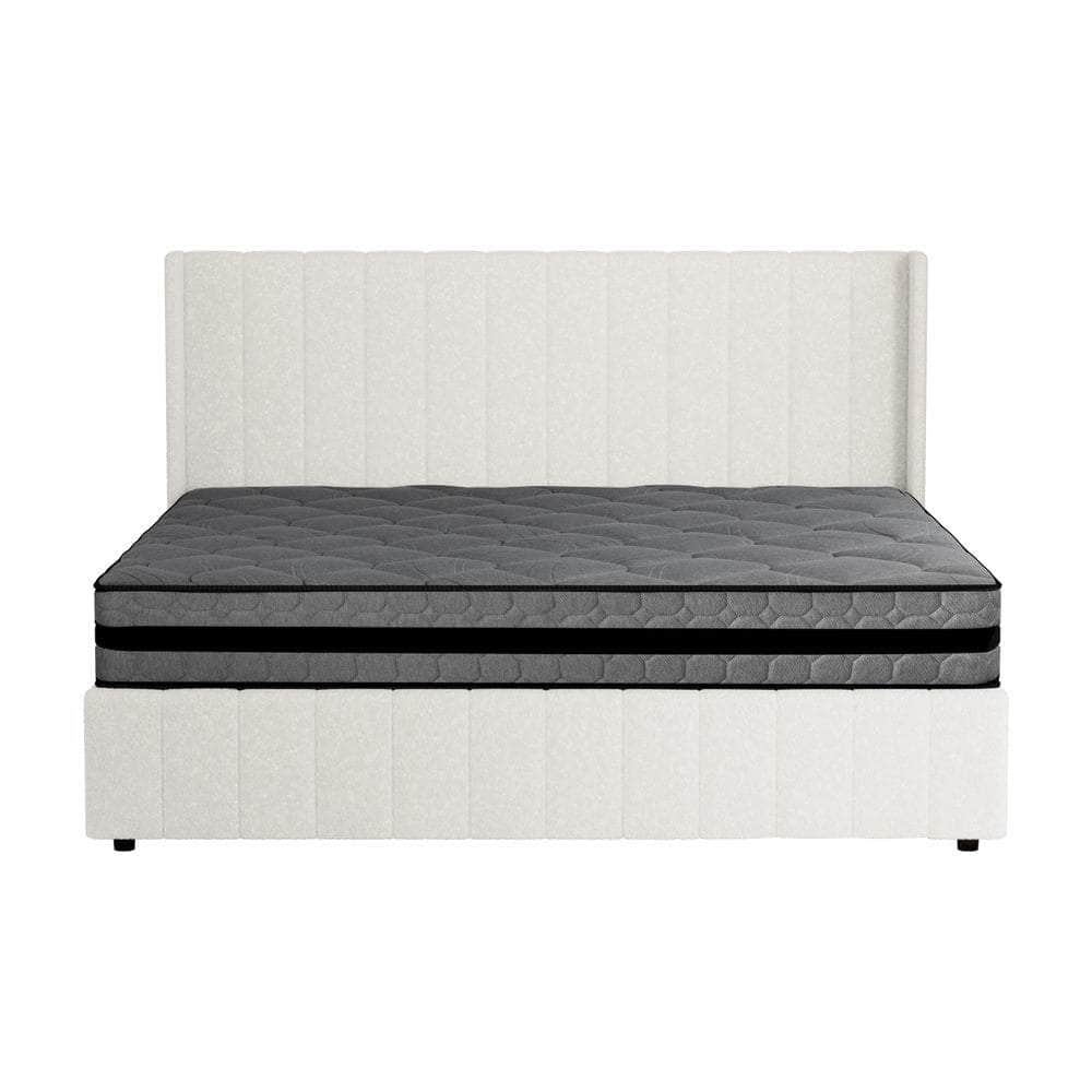 Bed Frame with Mattress Set King Single &King Size Gas Lift Boucle BILY