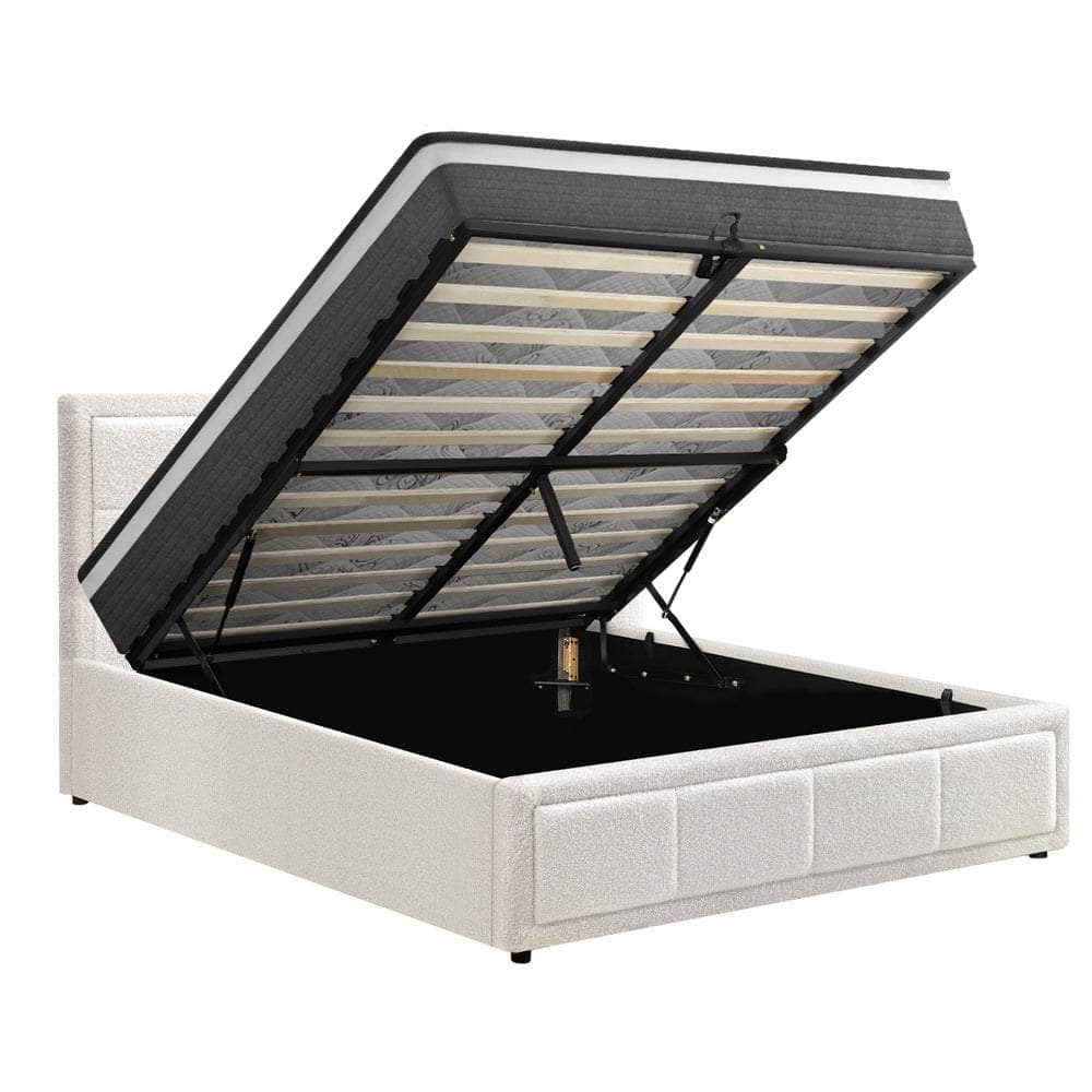 Bed Frame with Mattress Set King Single &King Size Gas Lift Boucle BILY