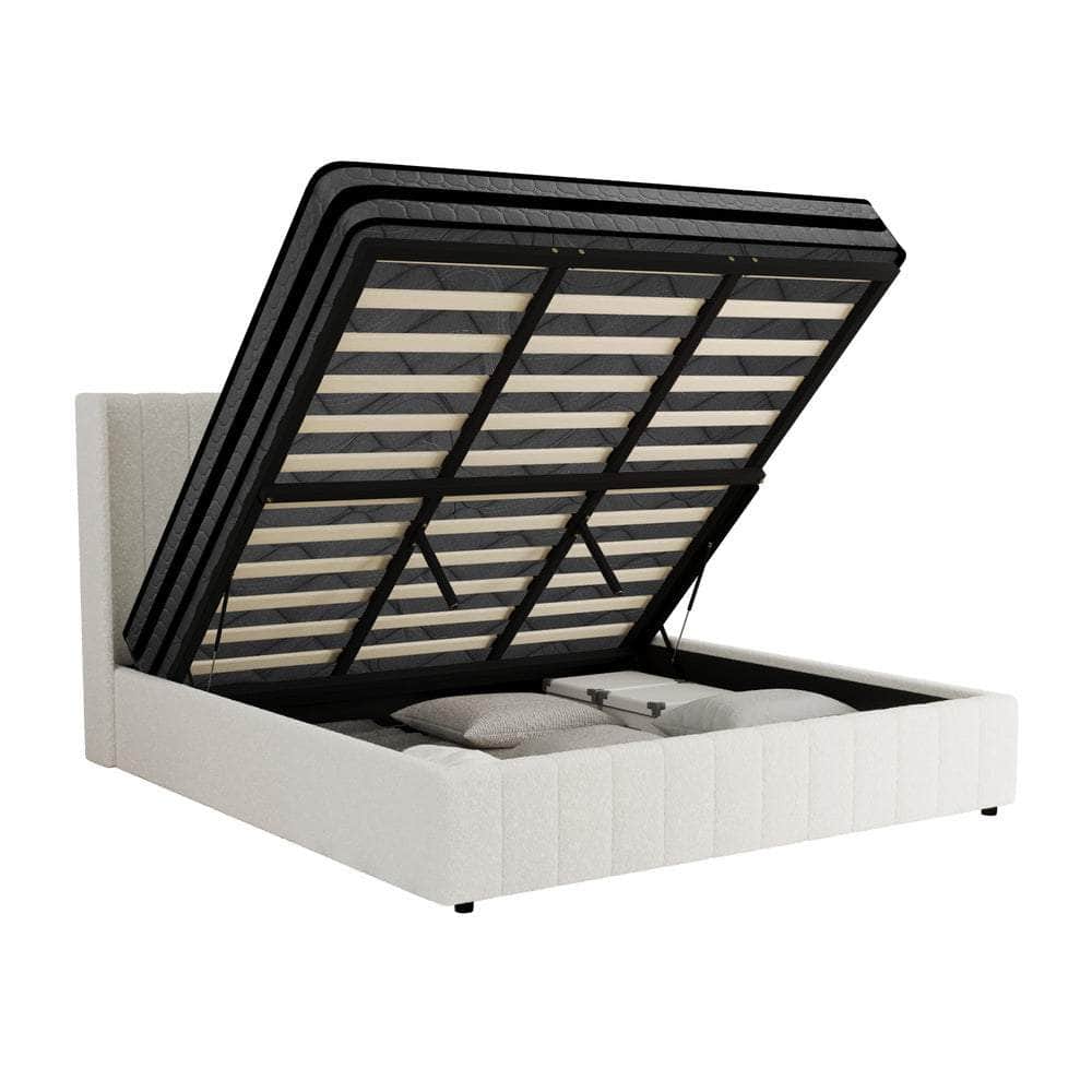 Bed Frame with Mattress Set King Single &King Size Gas Lift Boucle BILY