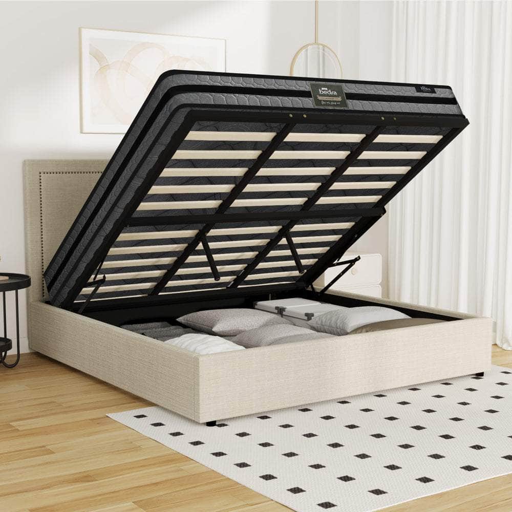 Bed Frame With Mattress Set King Size Gas Lift Storage ADI