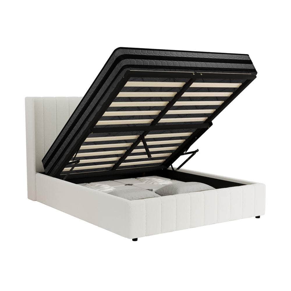 Bed Frame with Mattress Set Queen & Double Size Gas Lift Boucle BILY