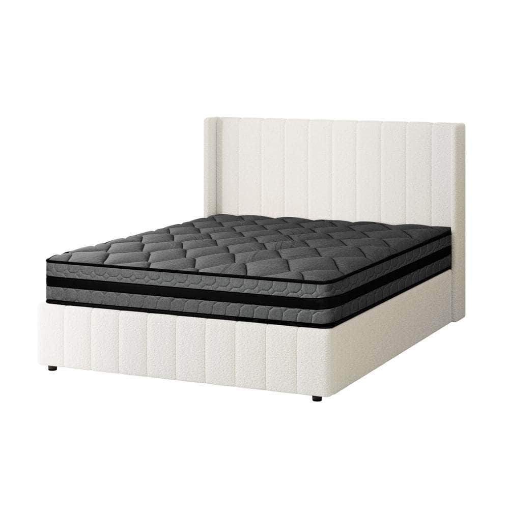 Bed Frame with Mattress Set Queen & Double Size Gas Lift Boucle BILY