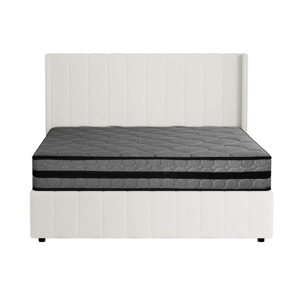 Bed Frame with Mattress Set Queen & Double Size Gas Lift Boucle BILY