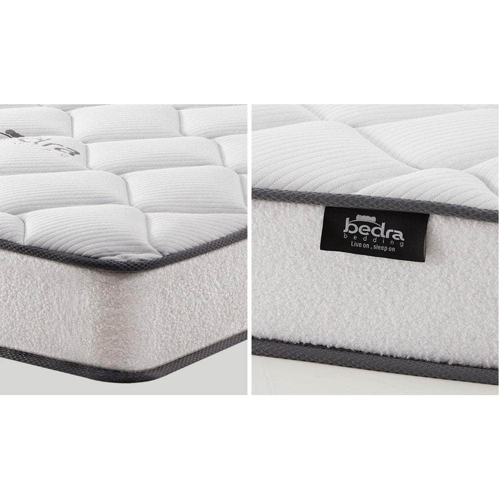 Bed Frame with Mattress Single Size White Boucle