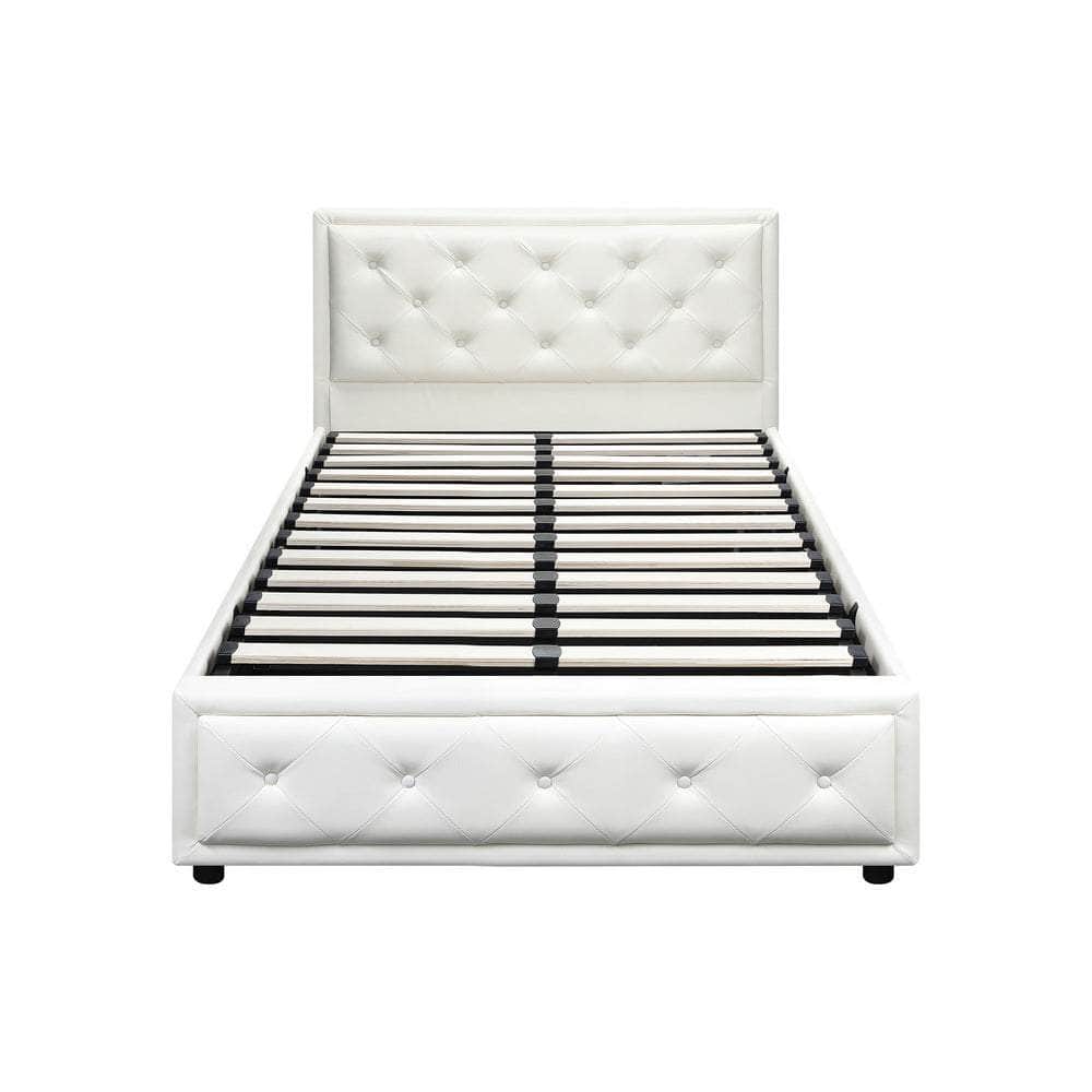 Bed Frame with Storage Space Gas Lift Bed Mattress Base White D/K/KS