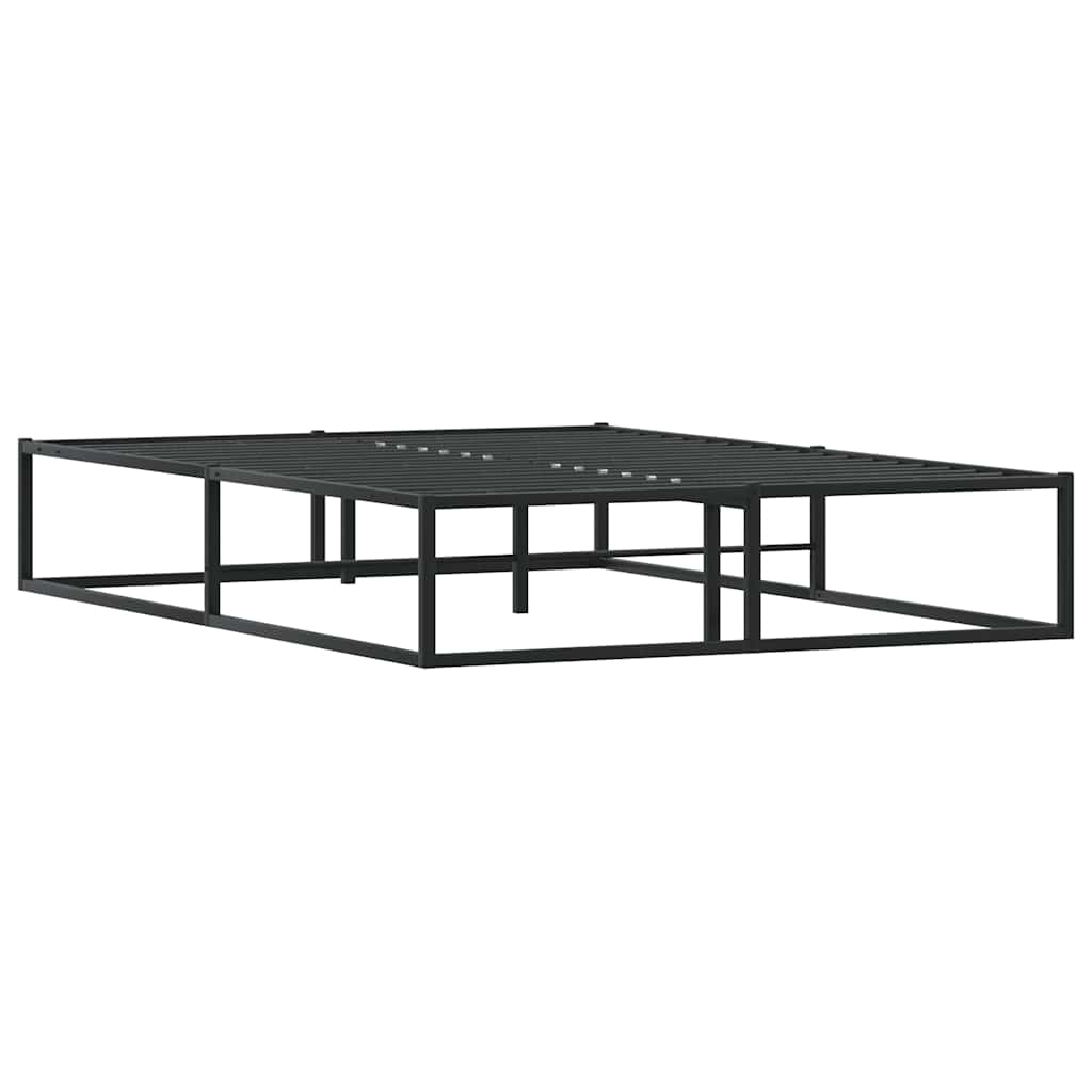 Bed Frame without Mattress Black Double Metal, Metal finish
