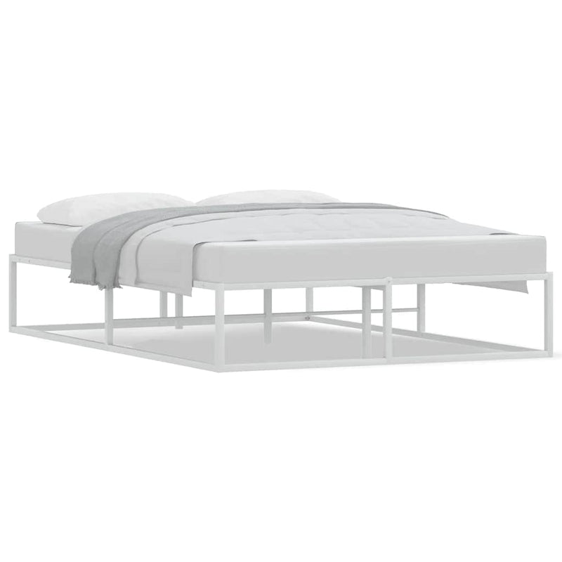 Double - Bed Frame without Mattress White Double Metal