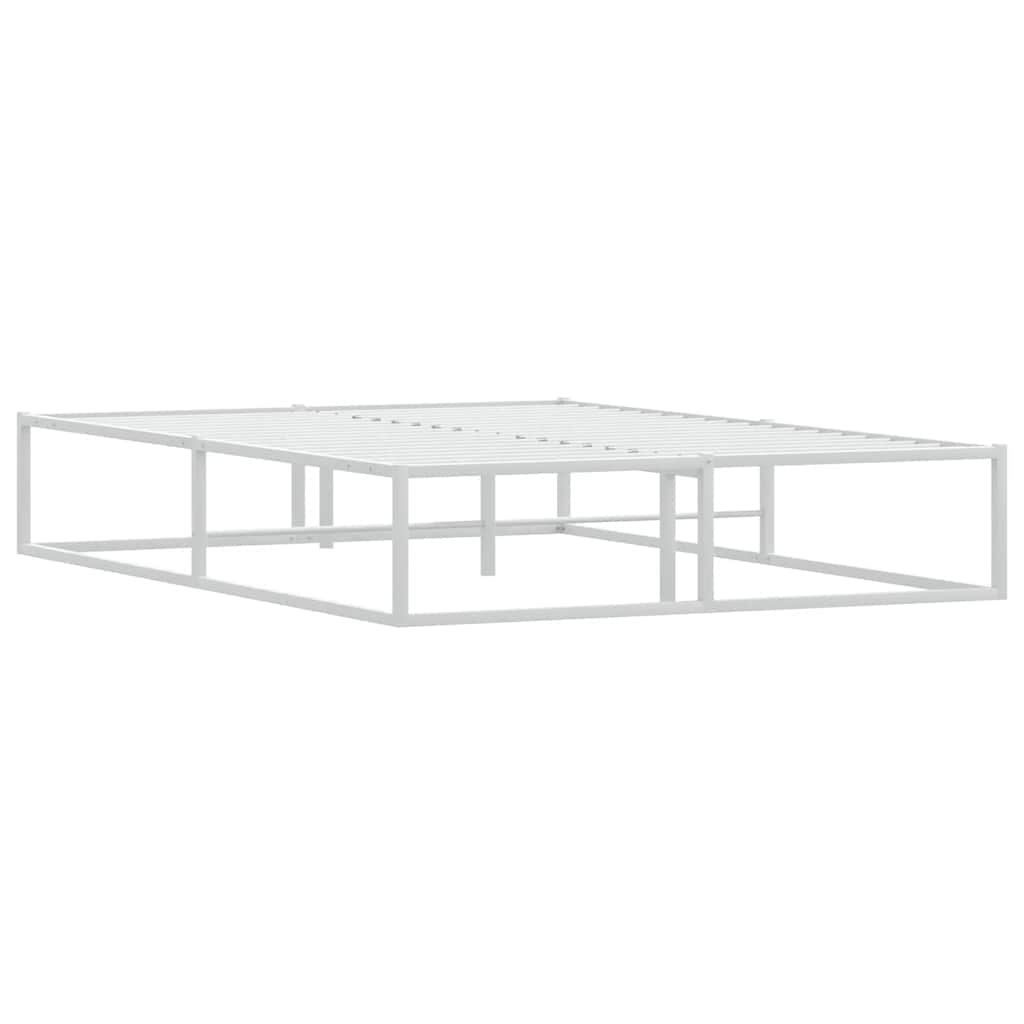 Bed Frame without Mattress White Double Metal, Metal finish