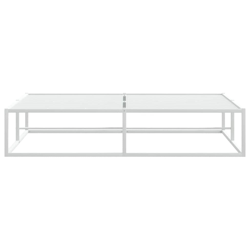 Bed Frame without Mattress White Queen Metal