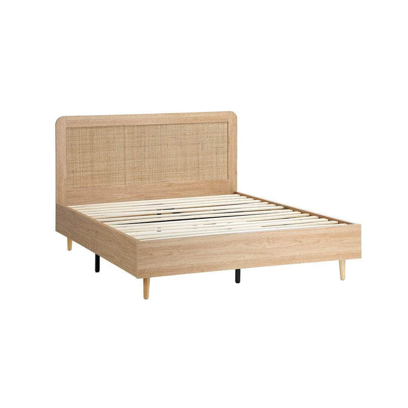 Bed Frame Wooden Bed Frame Rattan Headboard Q/D/K/KS/S - Bed Frame - photo 29