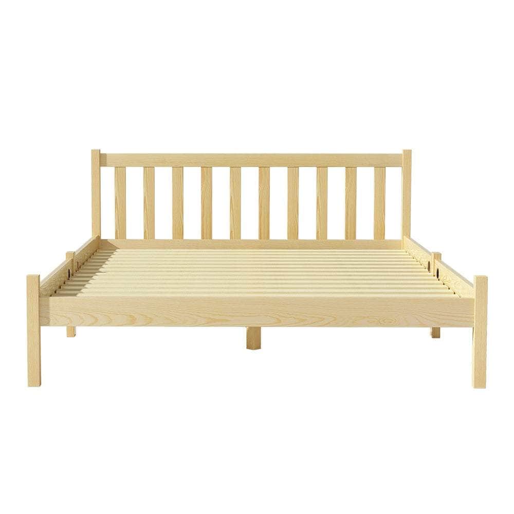 Bed Frame Wooden Double Size Bed Base Pine Timber Mattress Foundation Oak