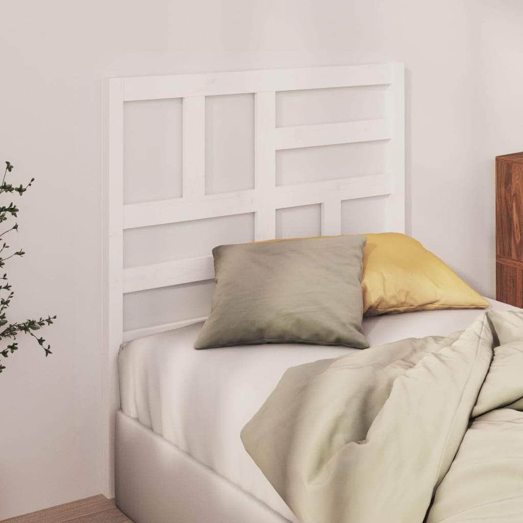 Bed Headboard White - Solid Wood Pine