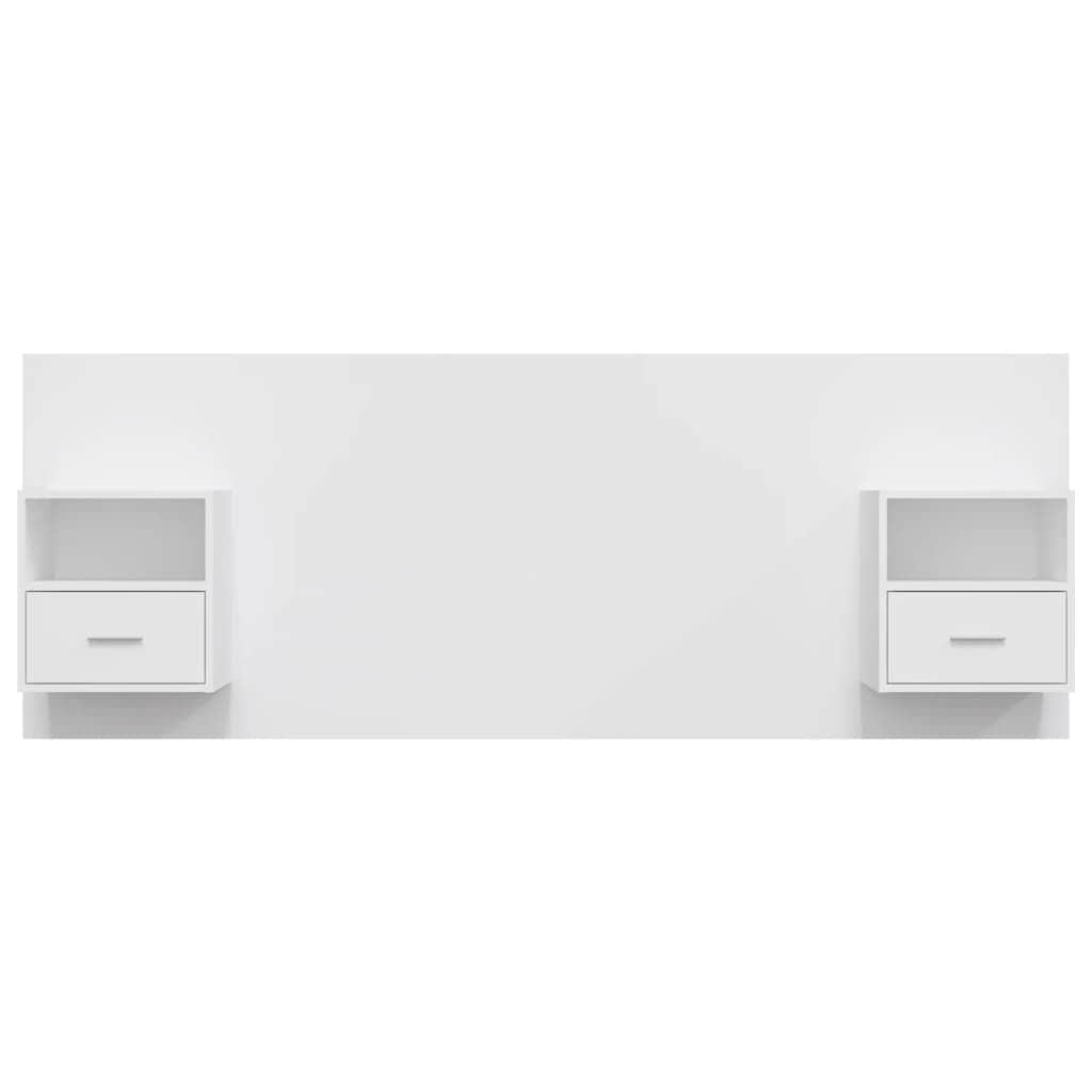 Bed Headboard with Cabinets White Engineered Wood