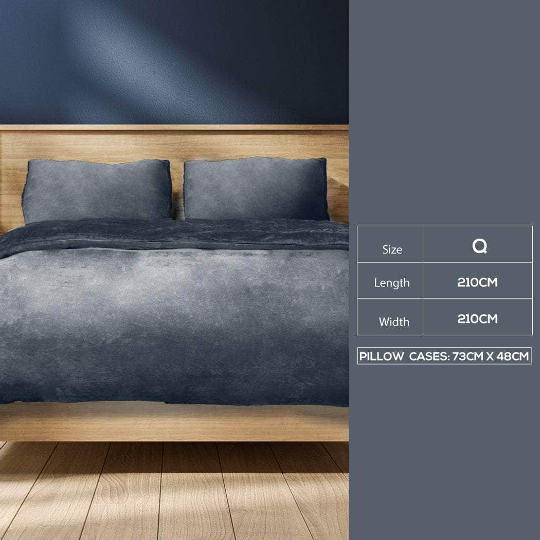 Bed Quilt Cover Bedding set Flannel Dark Grey Queen