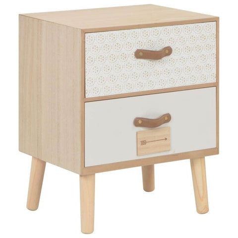 Bedside Cabinet 2 Drawers Solid Pinewood