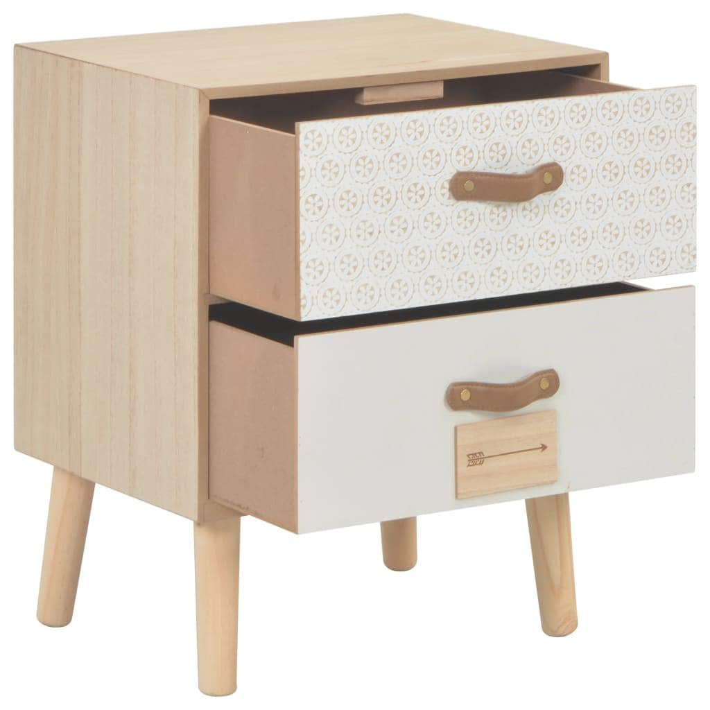Bedside Cabinet 2 Drawers Solid Pinewood