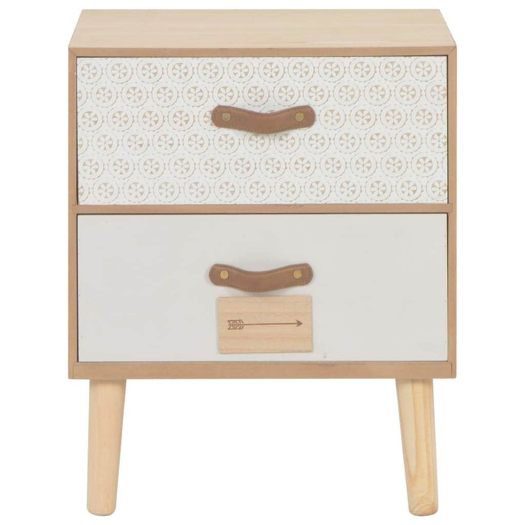 Bedside Cabinet 2 Drawers Solid Pinewood