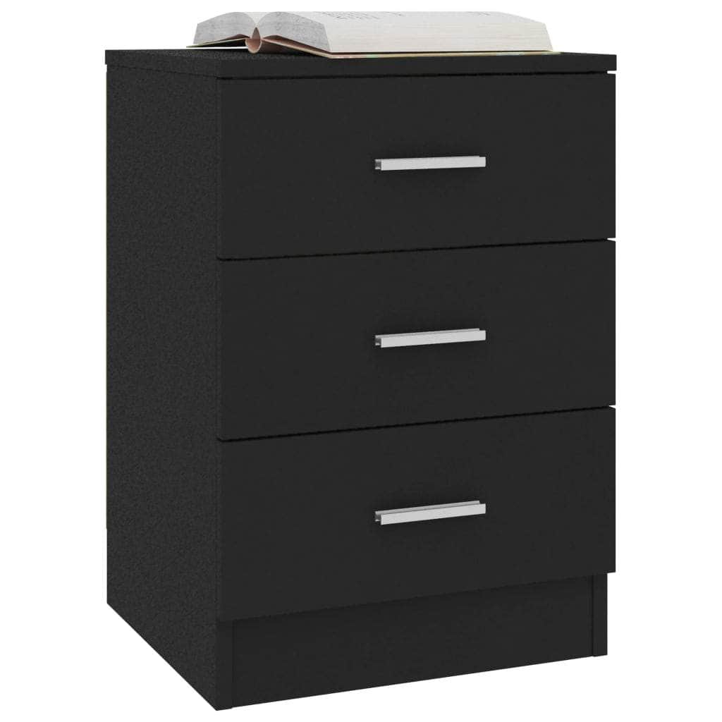 Bedside Cabinet  Black Chipboard