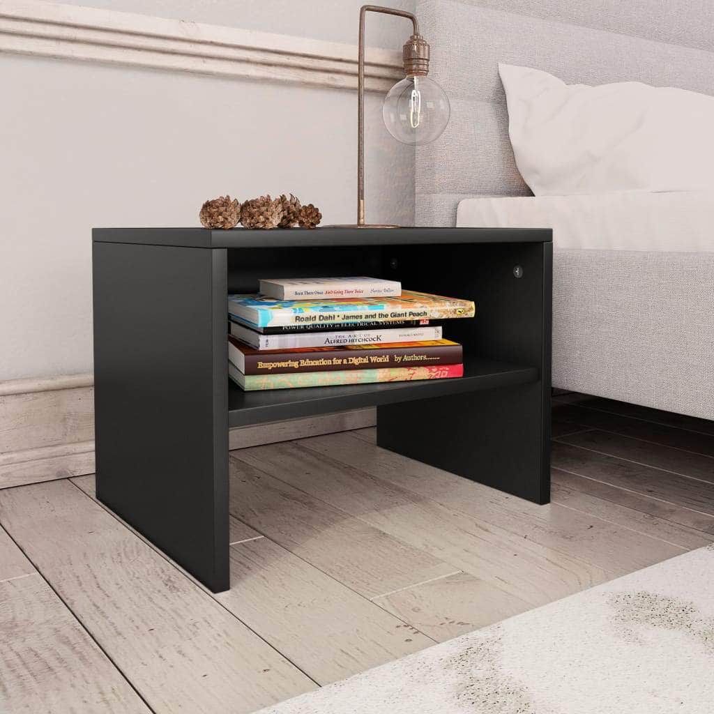 Bedside  Cabinet Black Chipboard
