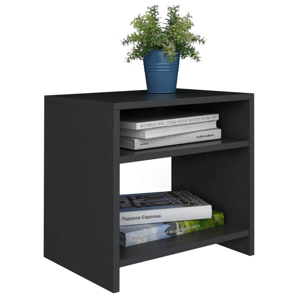 Bedside Cabinet Black Chipboard