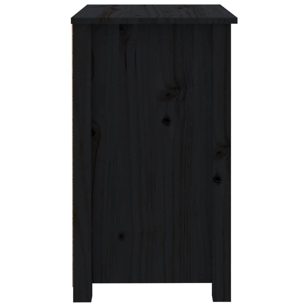 Bedside Cabinet Black - Solid Wood Pine