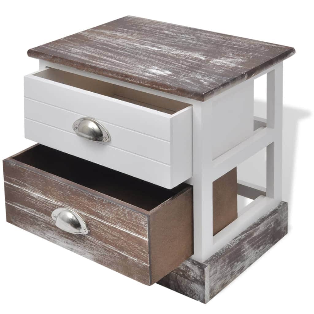 Bedside Cabinet Brown And White