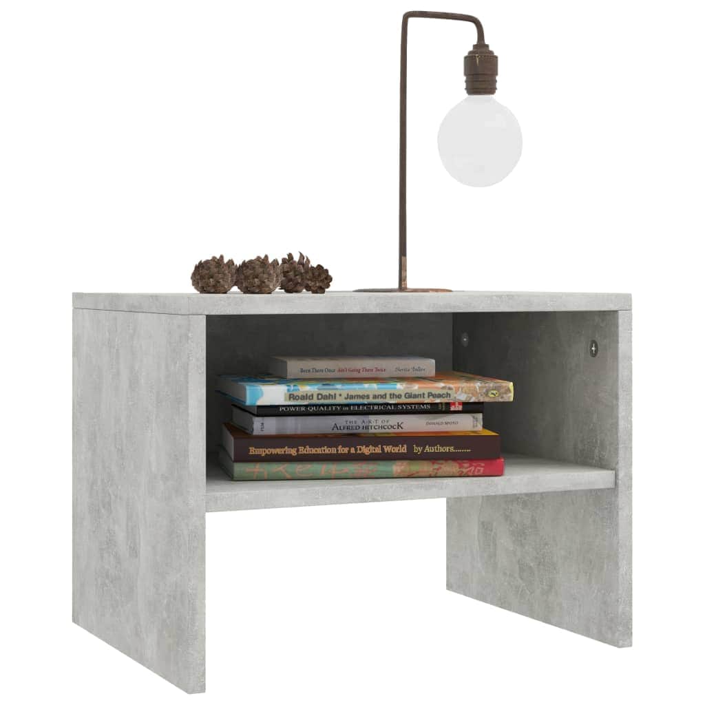 Bedside Cabinet Concrete  Grey Chipboard