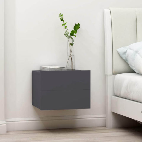 Bedside Cabinet Grey Chipboard