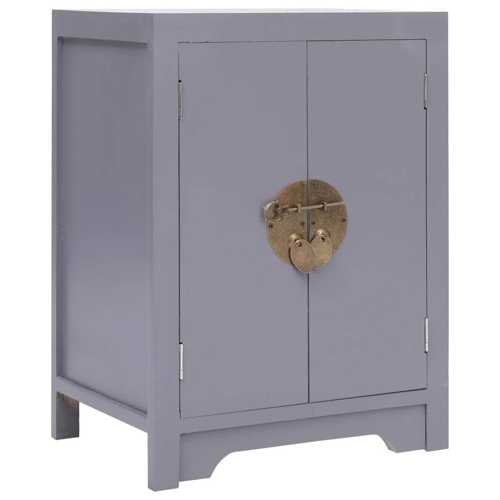 Bedside Cabinet Grey Paulownia Wood