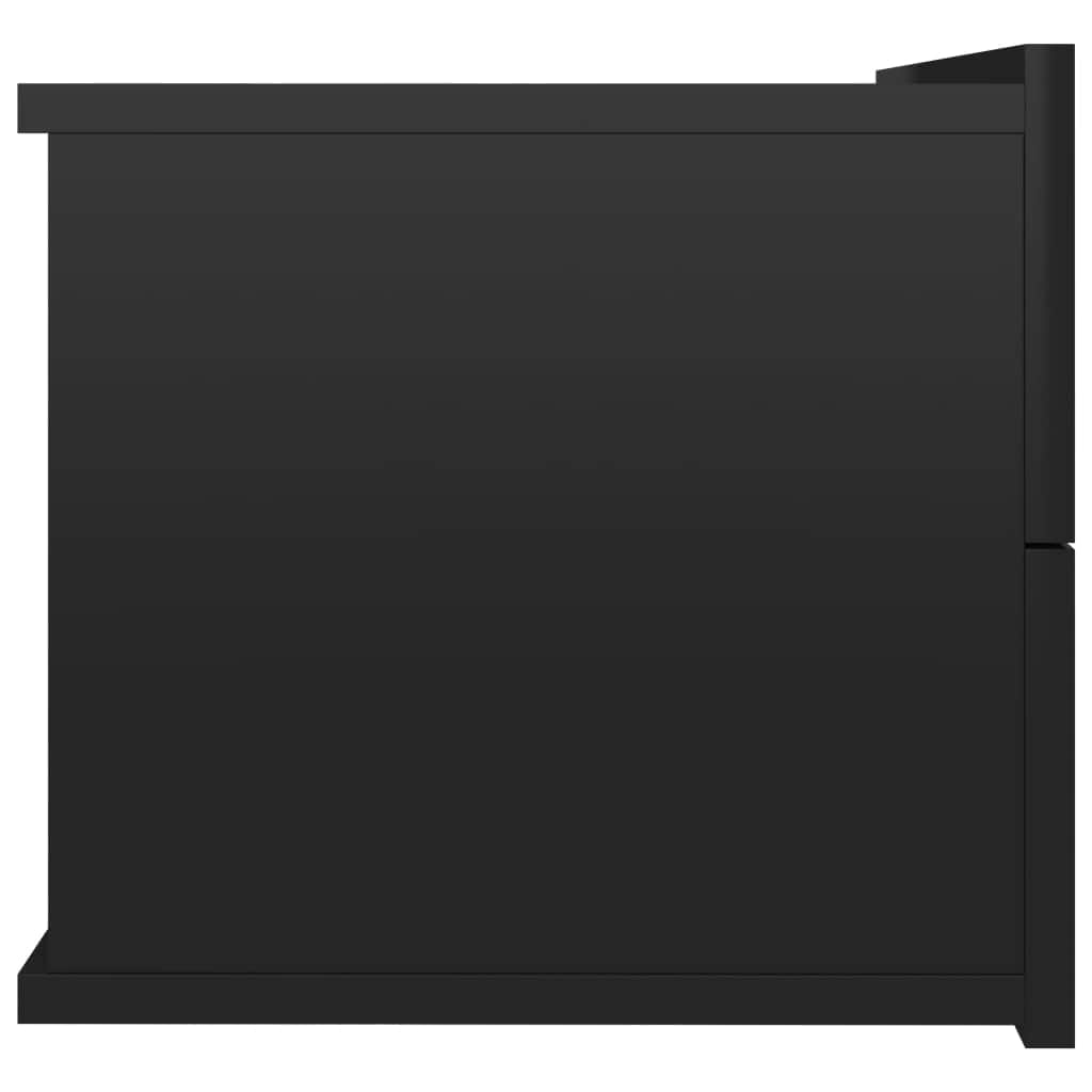 Bedside Cabinet High Gloss Black Chipboard