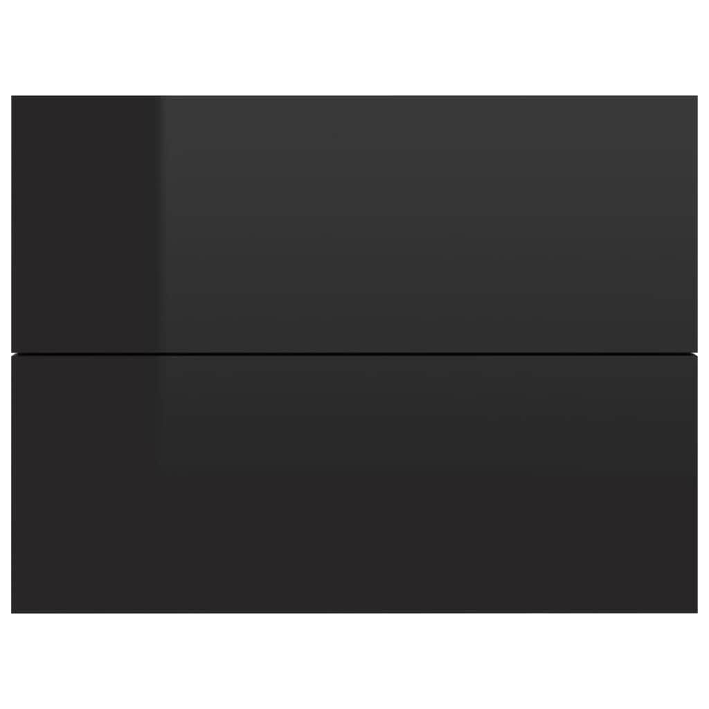 Bedside Cabinet High Gloss Black Chipboard