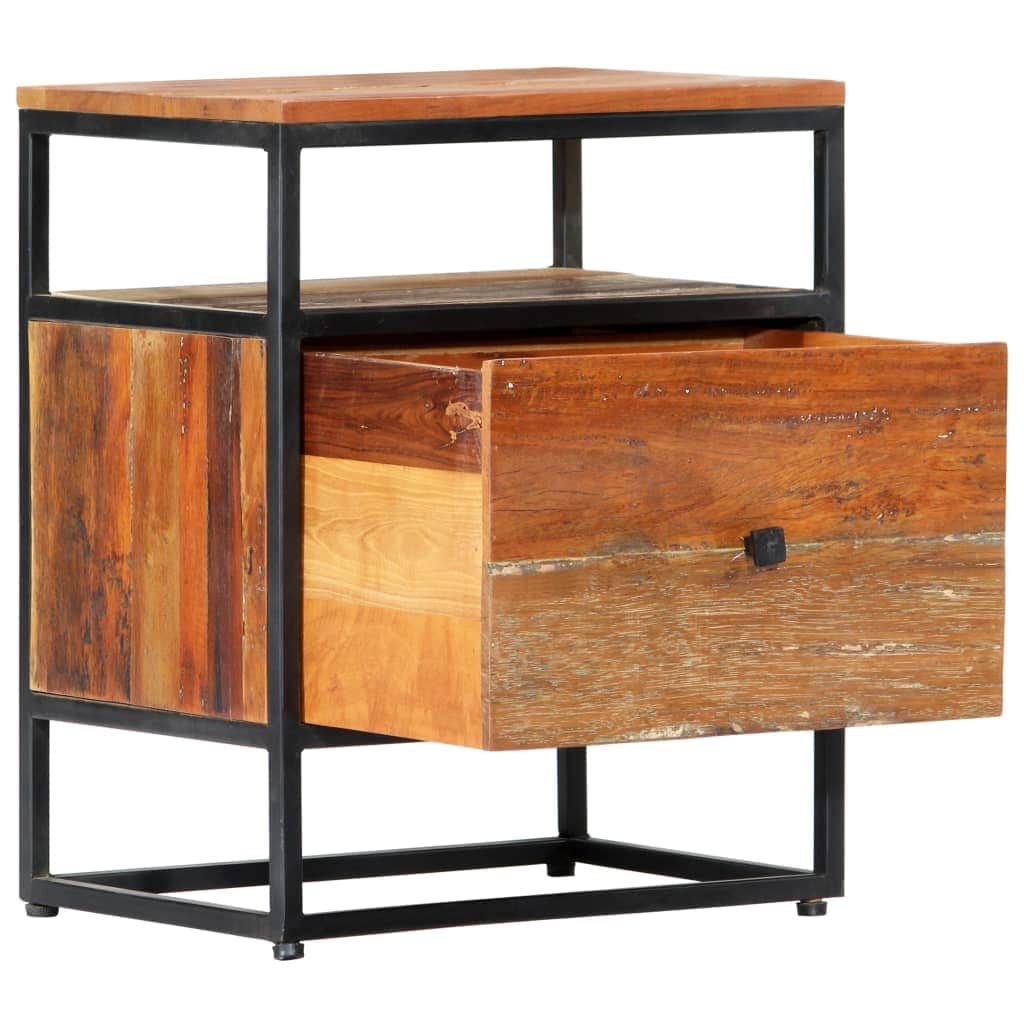 Bedside Cabinet Solid Reclaimed Wood and Steel