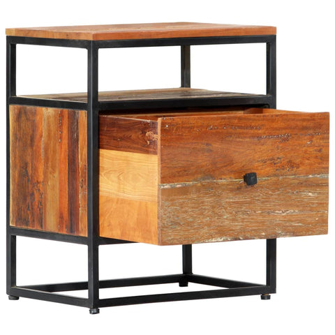 Bedside Cabinet Solid Reclaimed Wood and Steel