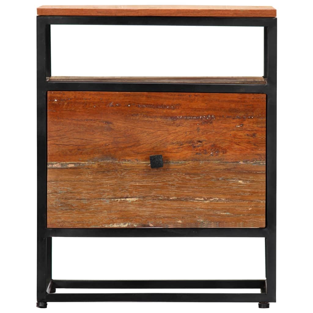 Bedside Cabinet Solid Reclaimed Wood and Steel
